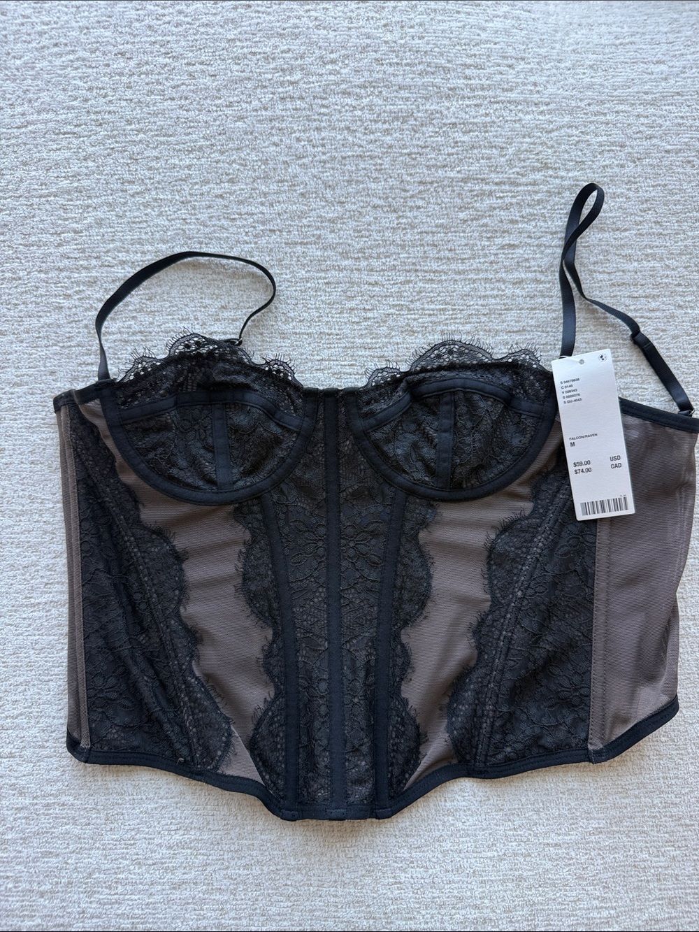 Urban Outfitters Black Lace Longline Bustier